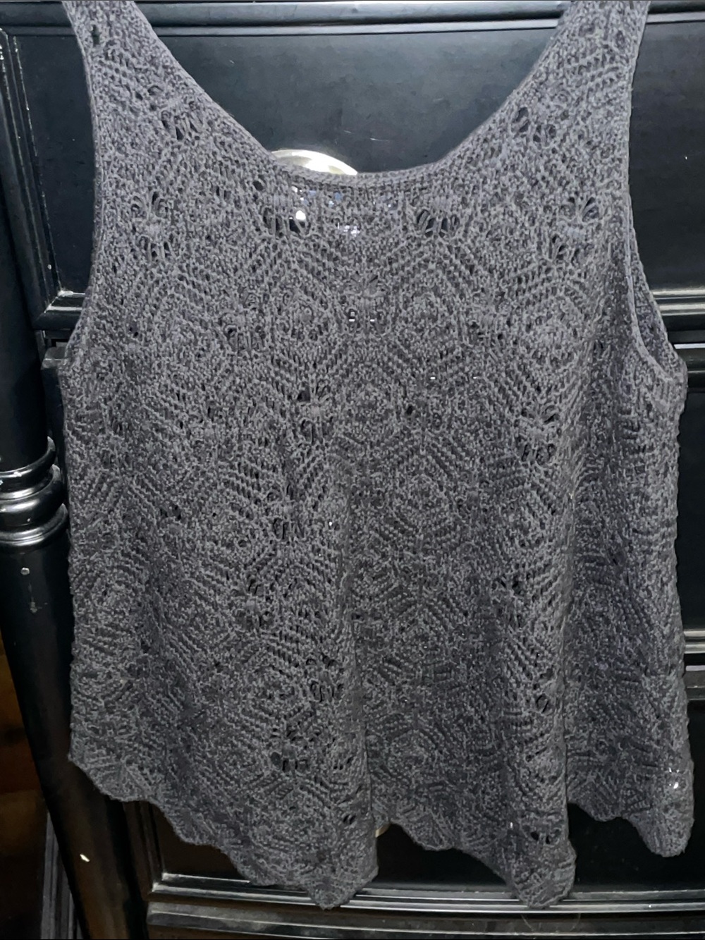 American Eagle Outfitters Crochet Knit Tank Top in Black Size XL